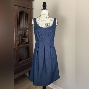Nine West Navy Denim Chambray Fit & Flare Dress